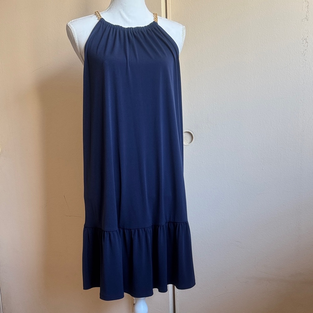 Michael Kors Midnight Blue Halter Midi Dress